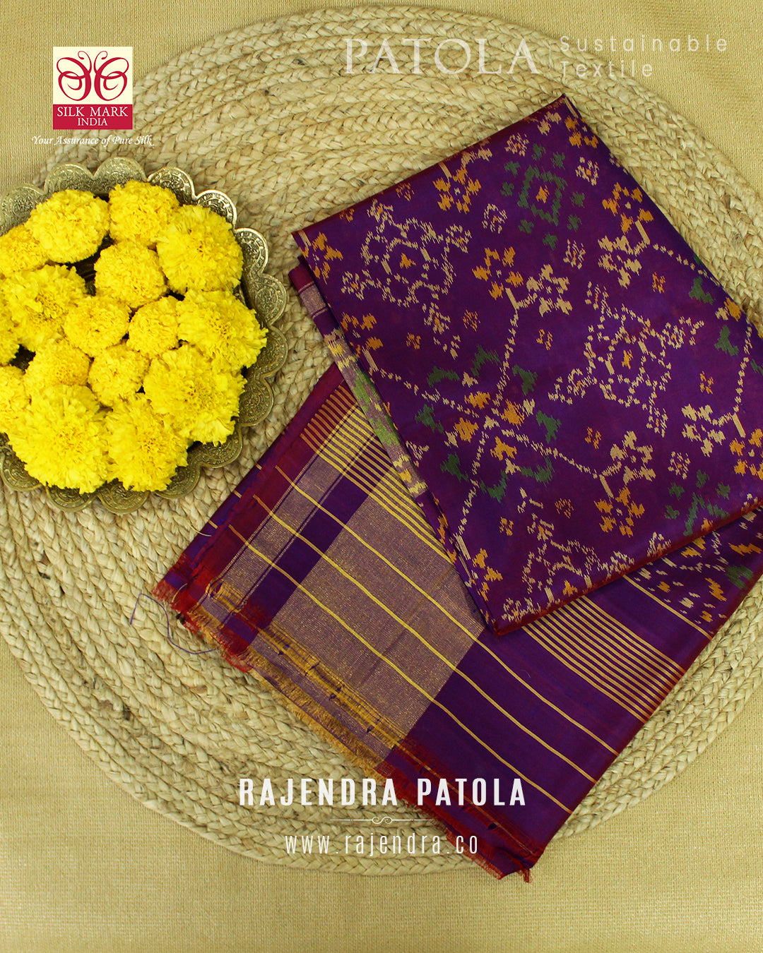 Traditional Navratna Bhat Single Ikat Rajkot Patola Dupatta