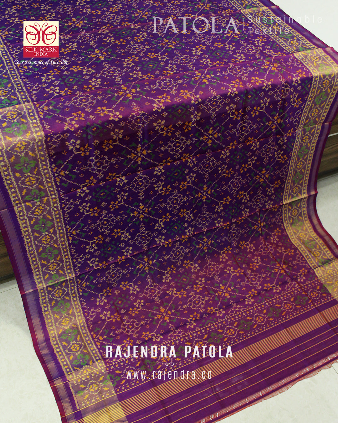 Traditional Navratna Bhat Single Ikat Rajkot Patola Dupatta