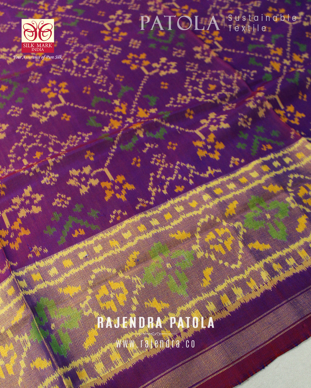 Traditional Navratna Bhat Single Ikat Rajkot Patola Dupatta