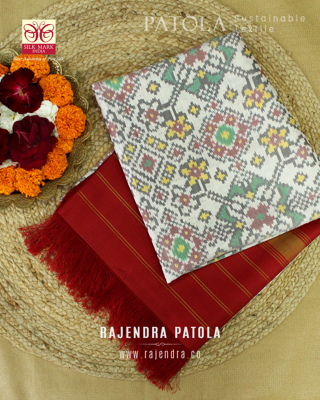 Traditional Navratna Bhat Semi Double Weave Rajkot Patola Dupatta
