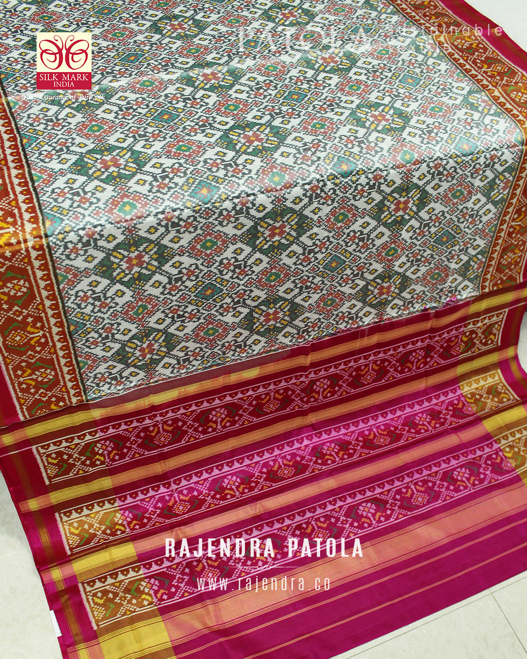 Traditional Navratna Bhat Single Ikat Rajkot Patola Saree