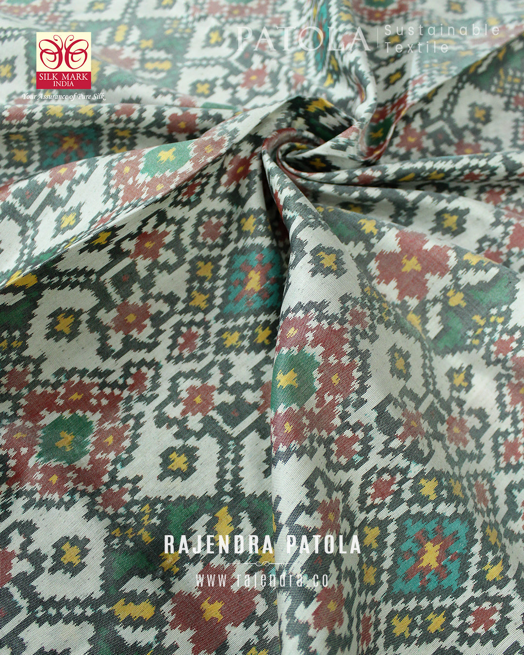 Traditional Navratna Bhat Single Ikat Rajkot Patola Saree