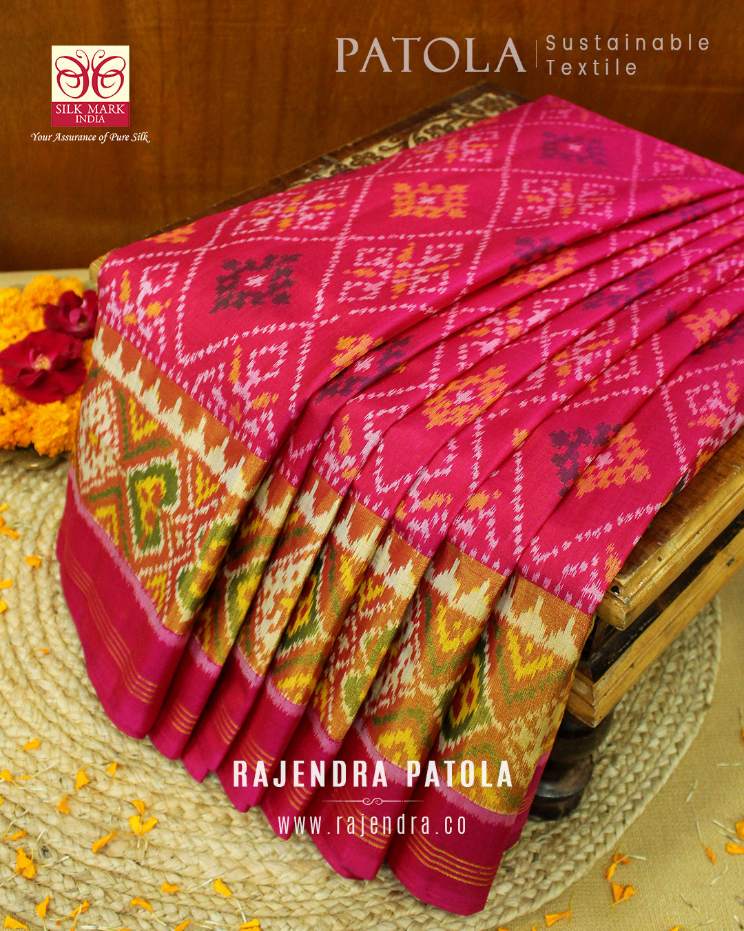 Traditional Chandabhat Single Ikat Rajkot Patola Saree