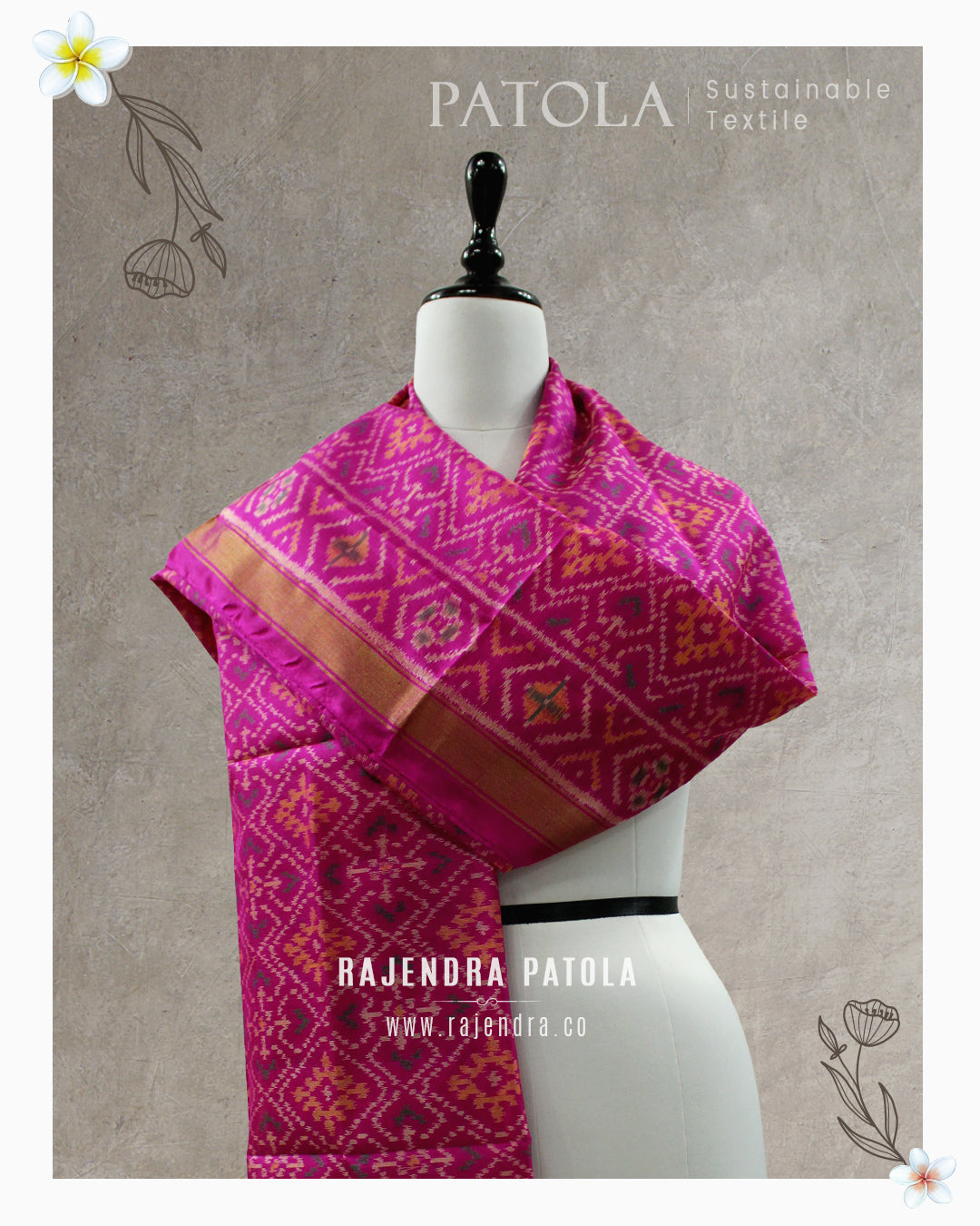 Traditional Panchanda Single Ikat Rajkot Patola Dupatta