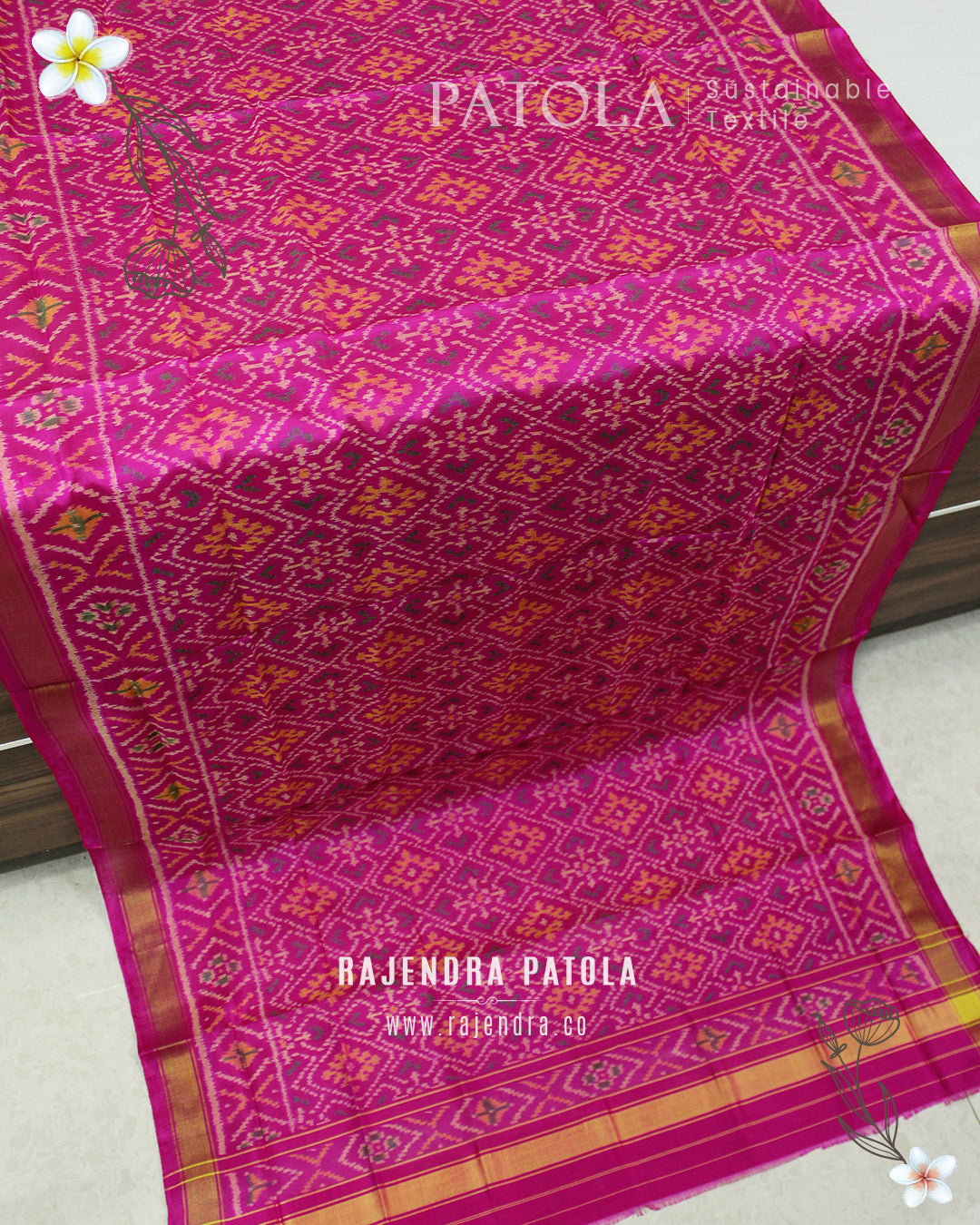 Traditional Panchanda Single Ikat Rajkot Patola Dupatta