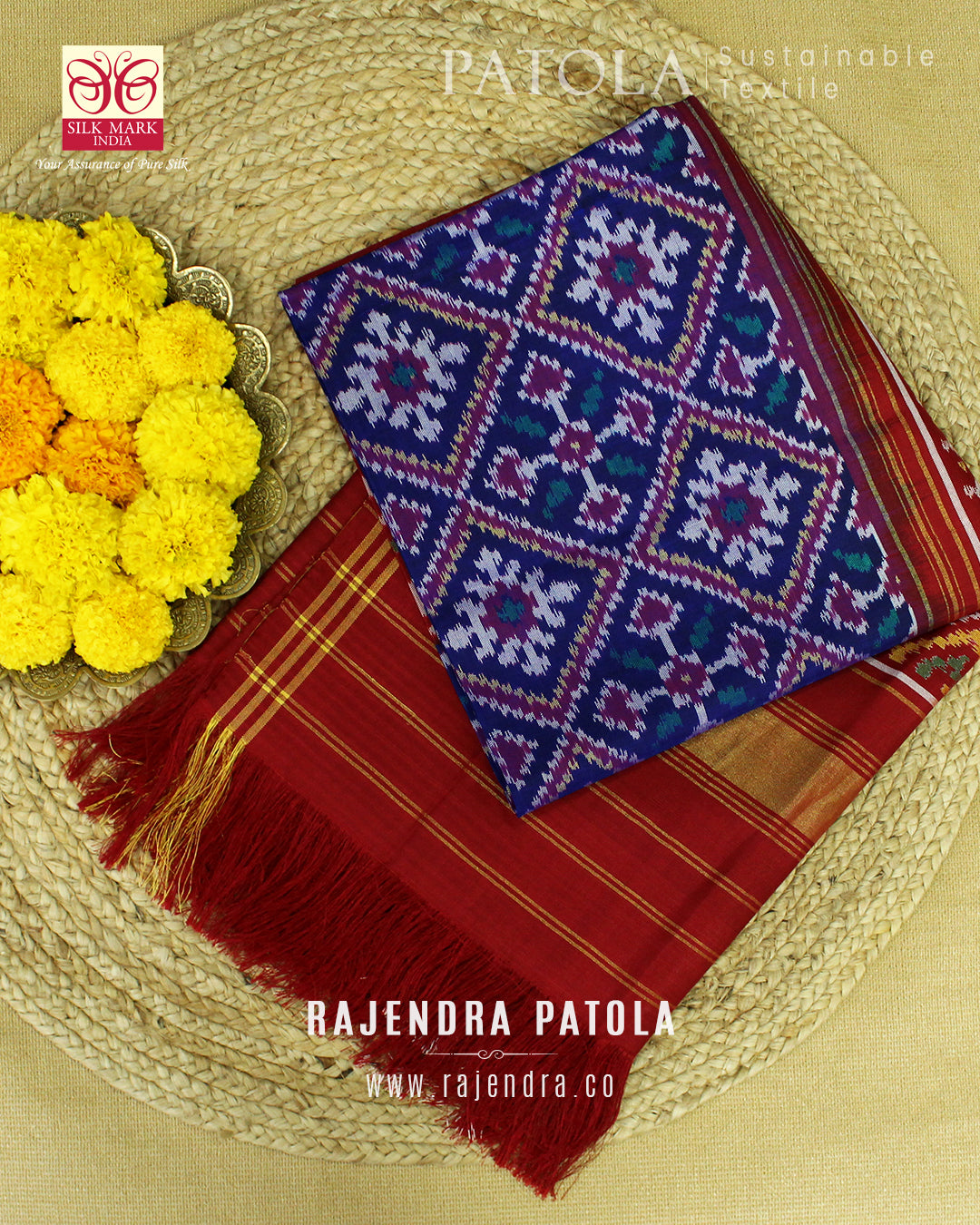Traditional Panchanda Bhat Semi Double Weave Rajkot Patola Dupatta