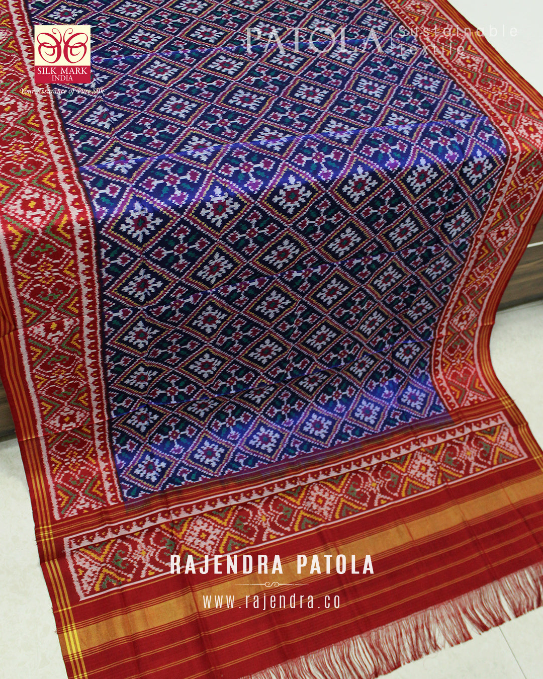 Traditional Panchanda Bhat Semi Double Weave Rajkot Patola Dupatta