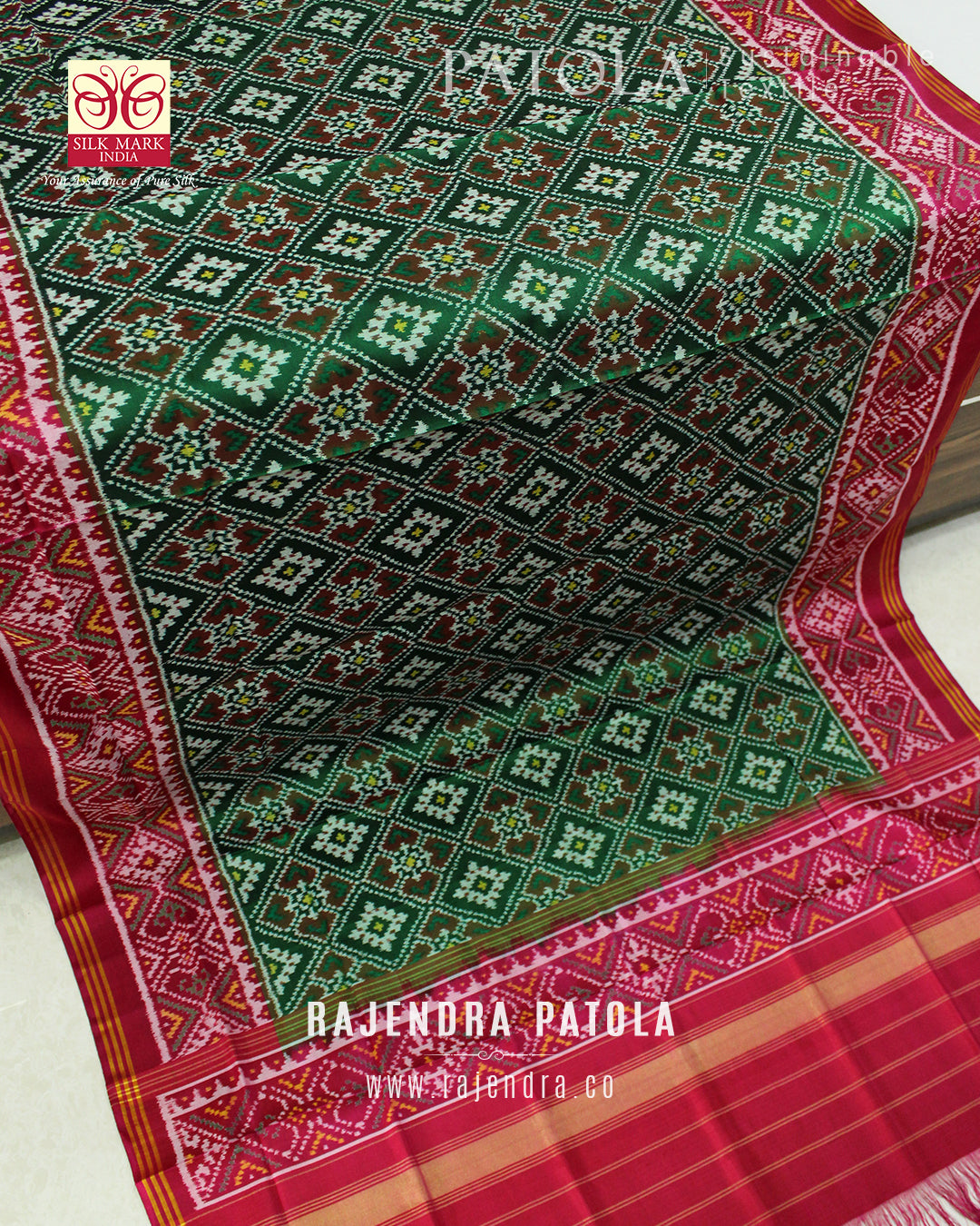 Traditional Navratna Bhat Semi Double Weave Rajkot Patola Dupatta