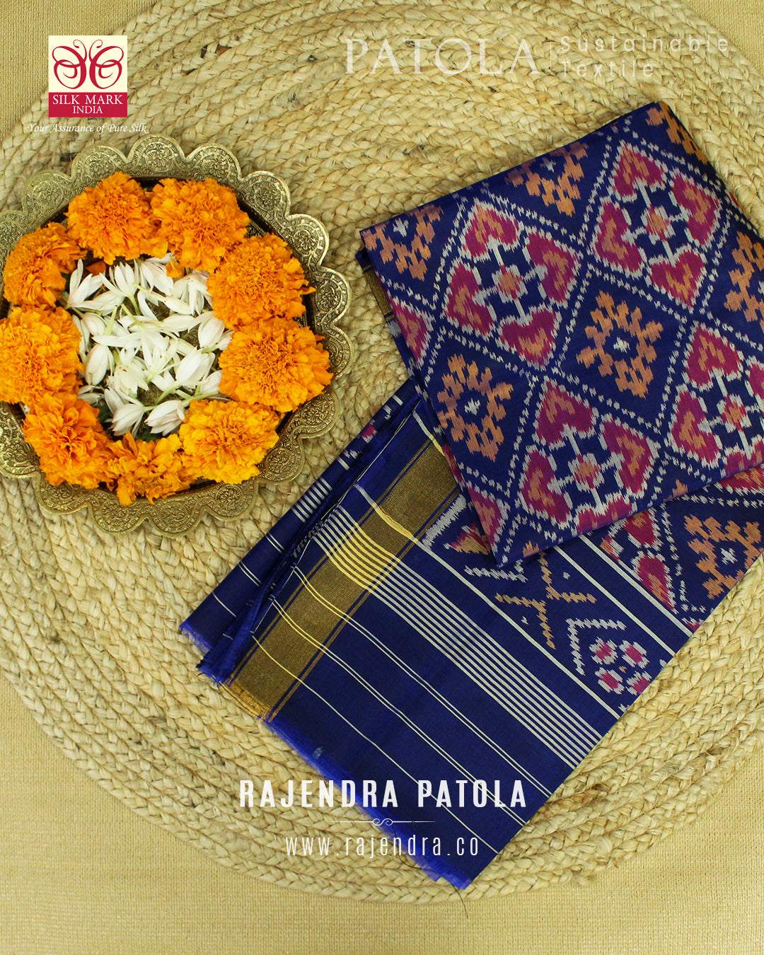Traditional Panchanda Bhat Single Ikat Rajkot Patola Dupatta