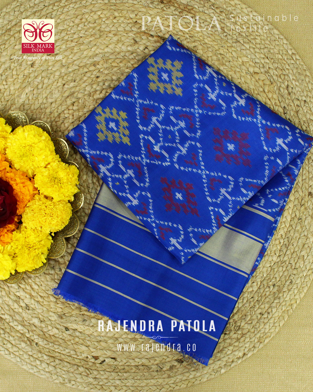 Traditional Panchanda Bhat Single Ikat Rajkot Patola Dupatta