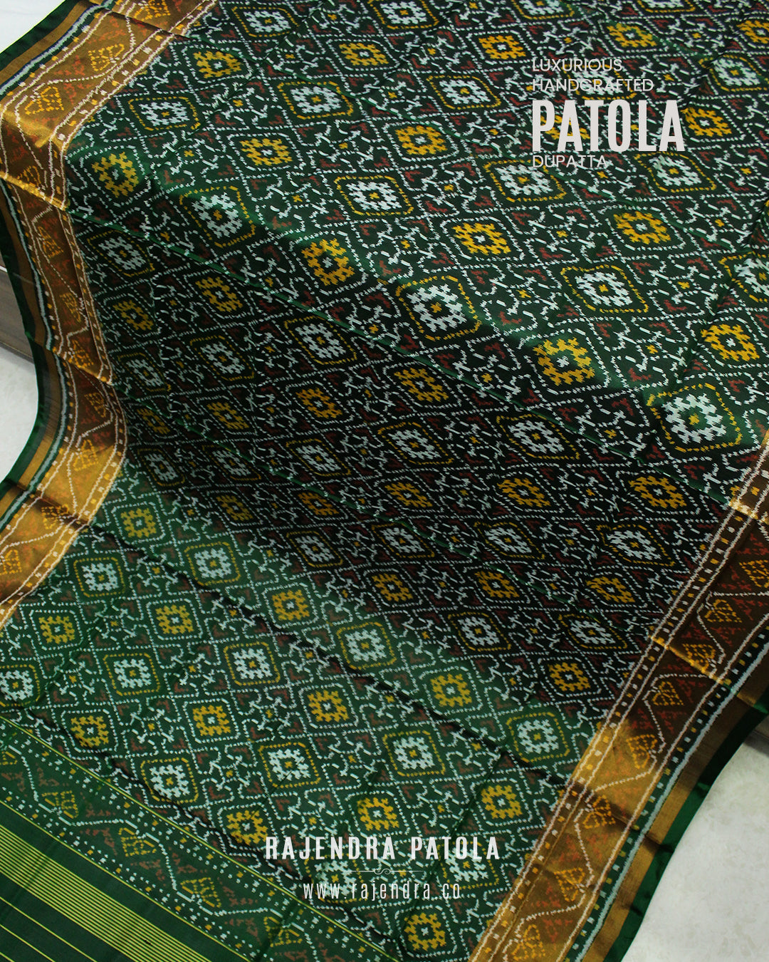 Traditional Panchanda Design Single Ikat Rajkot Patola Dupatta
