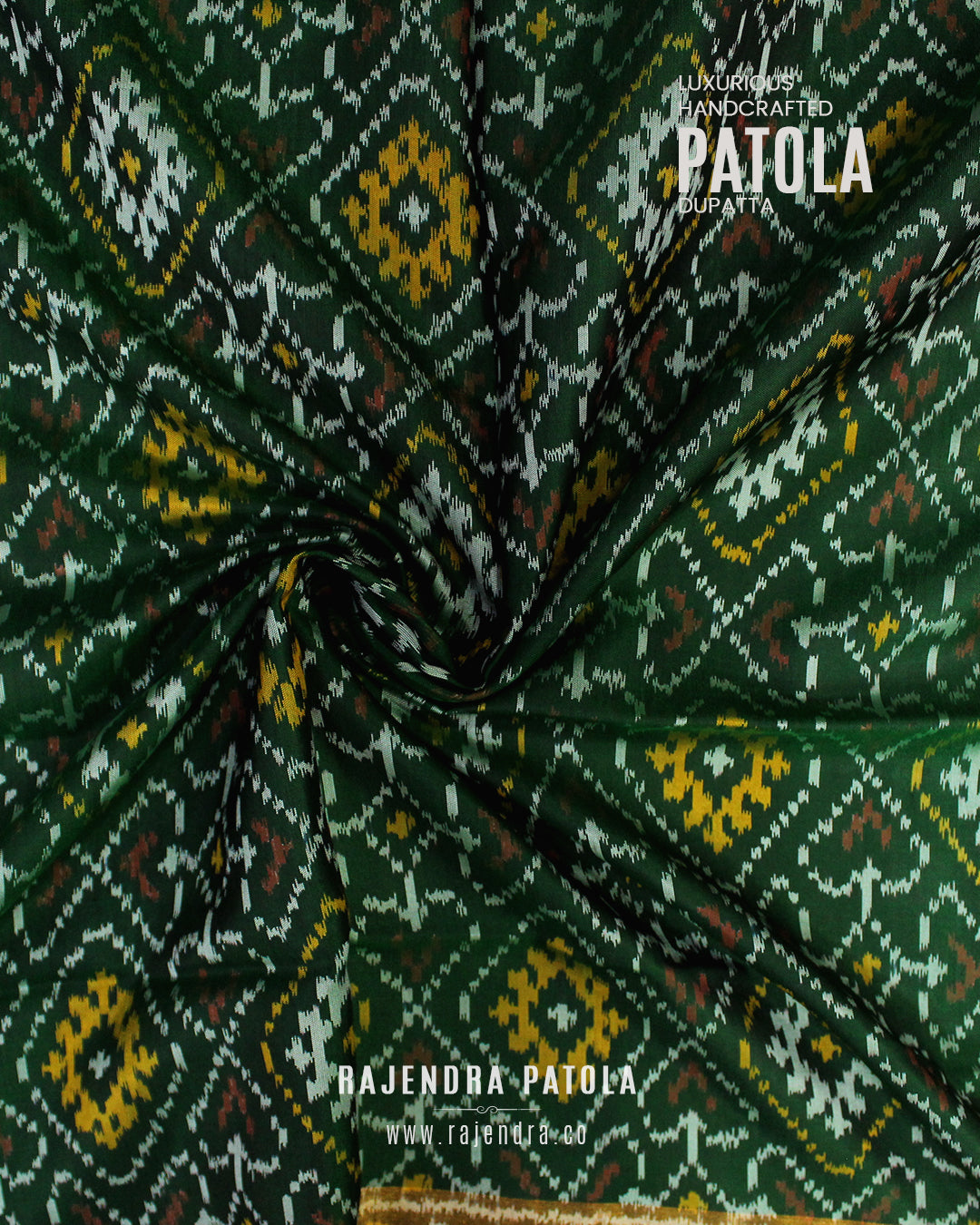 Traditional Panchanda Design Single Ikat Rajkot Patola Dupatta
