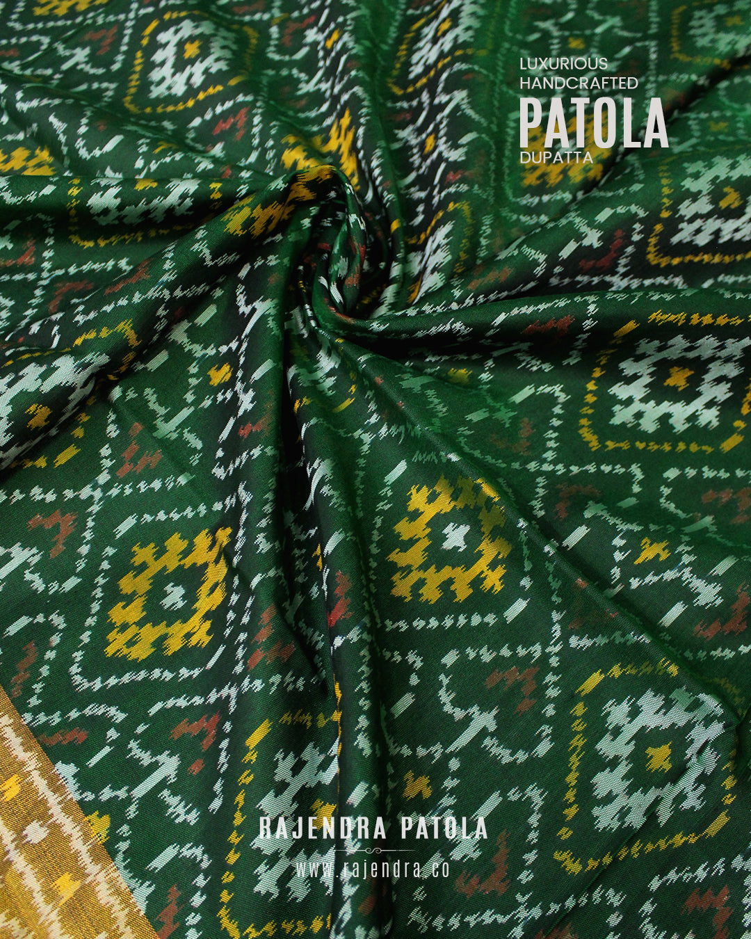Traditional Panchanda Design Single Ikat Rajkot Patola Dupatta