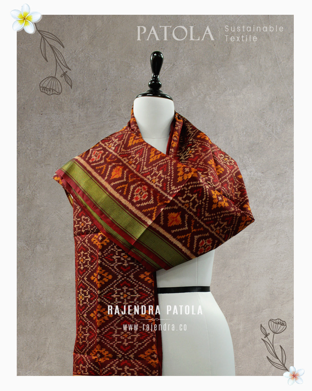 Traditional Panchandabhat Single Ikat Rajkot Patola Dupatta