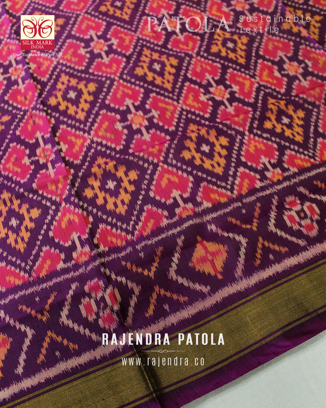 Traditional Panchanda Bhat Single Ikat Rajkot Patola Dupatta