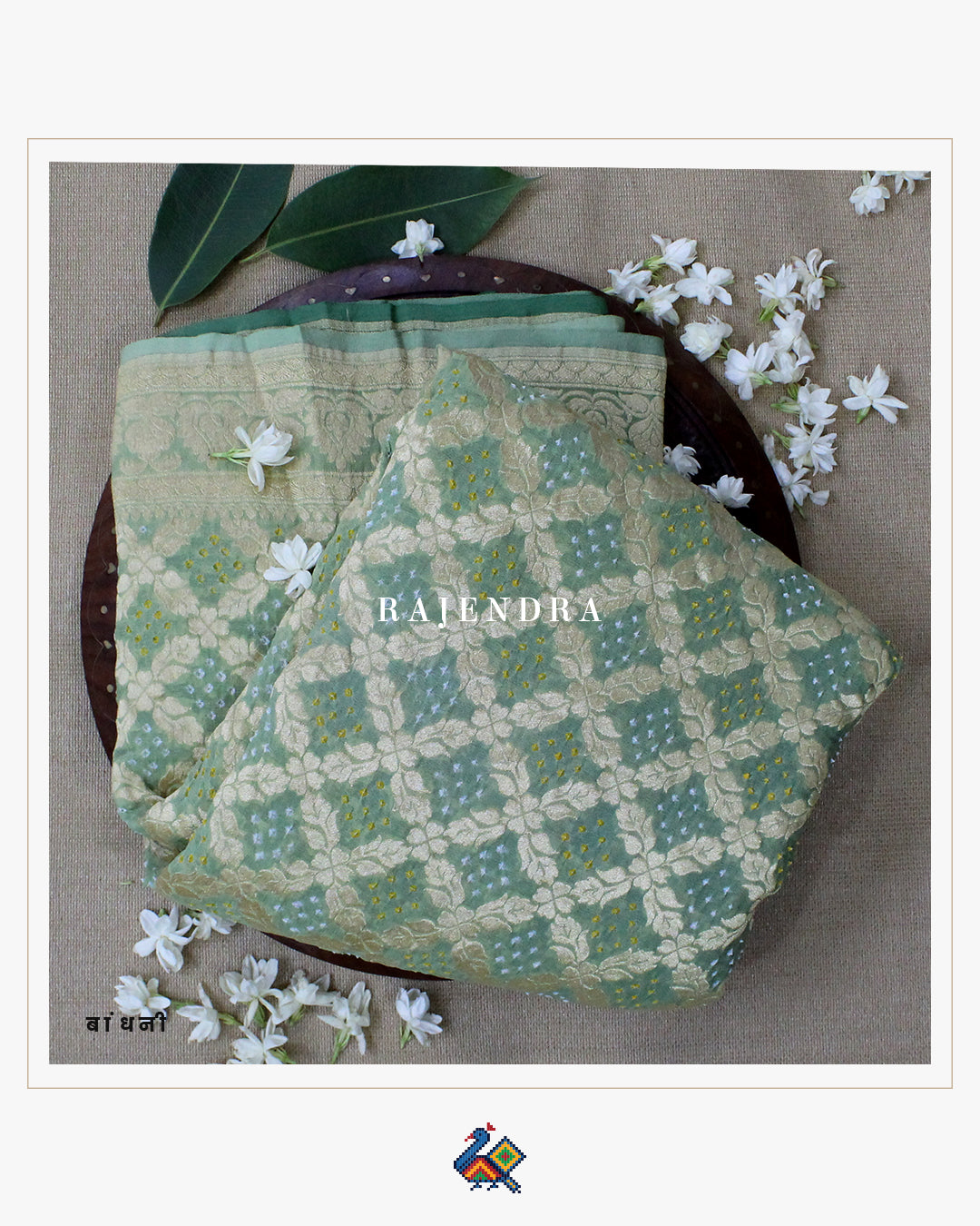 Traditional Light Dark Green Pure Georgette Banarasi Bandhani Saree