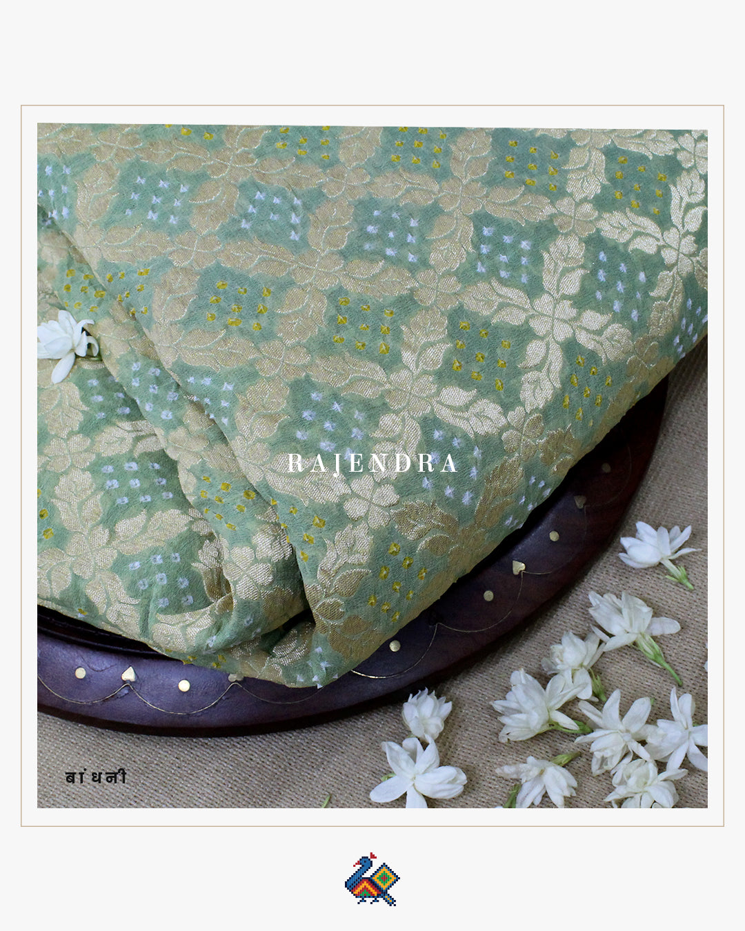 Traditional Light Dark Green Pure Georgette Banarasi Bandhani Saree