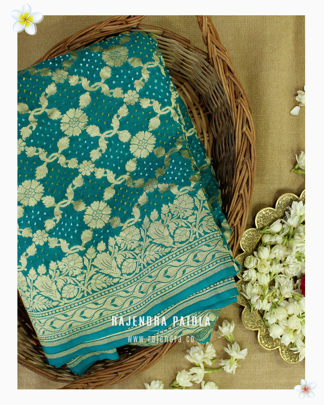 Pure Georgette Handloom Banarasi Bandhani Saree