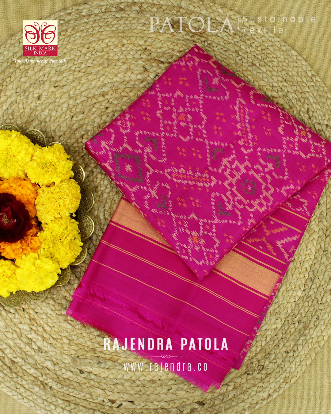 Traditional Manekchowk Bhat Single Ikat Rajkot Patola Dupatta