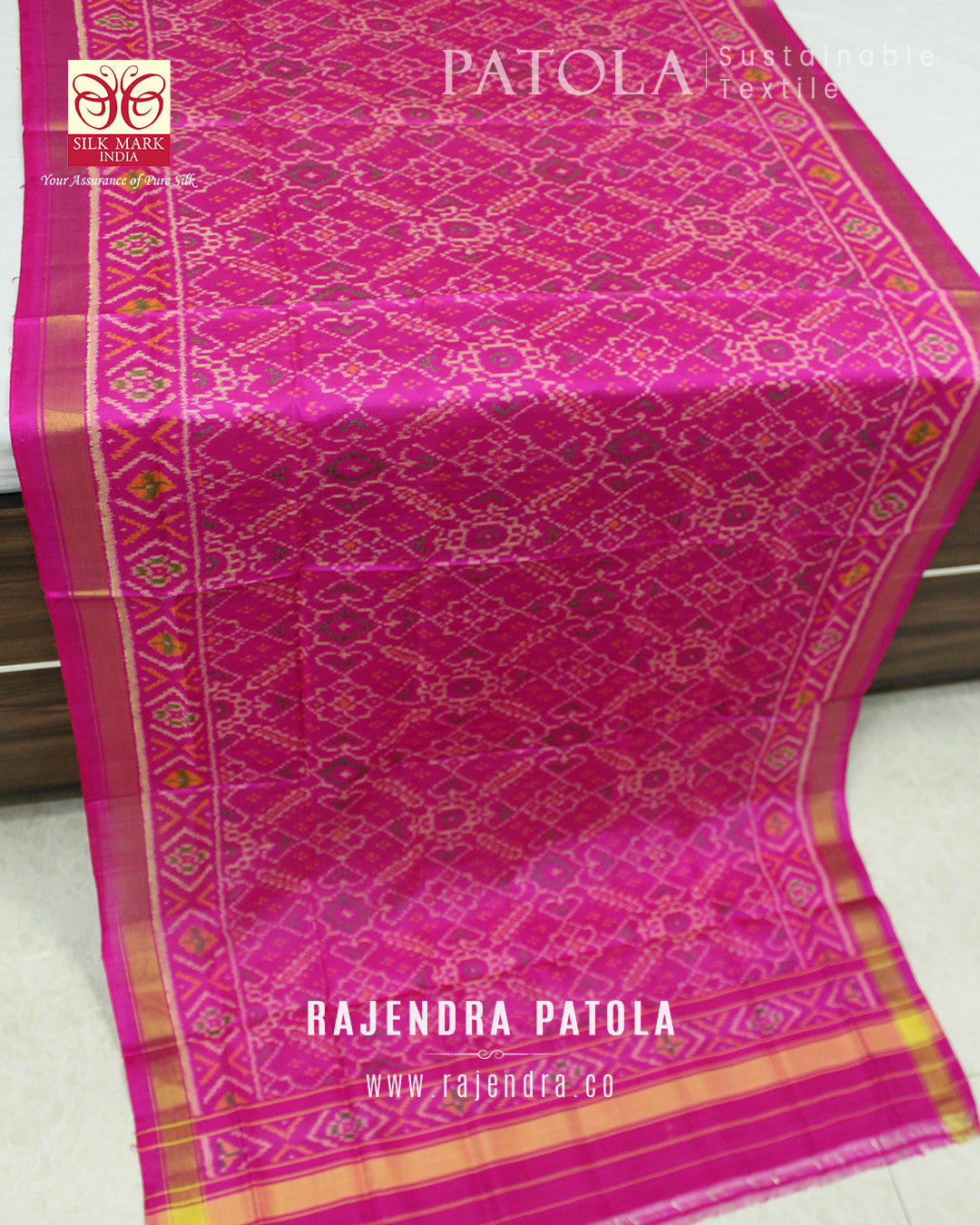 Traditional Manekchowk Bhat Single Ikat Rajkot Patola Dupatta