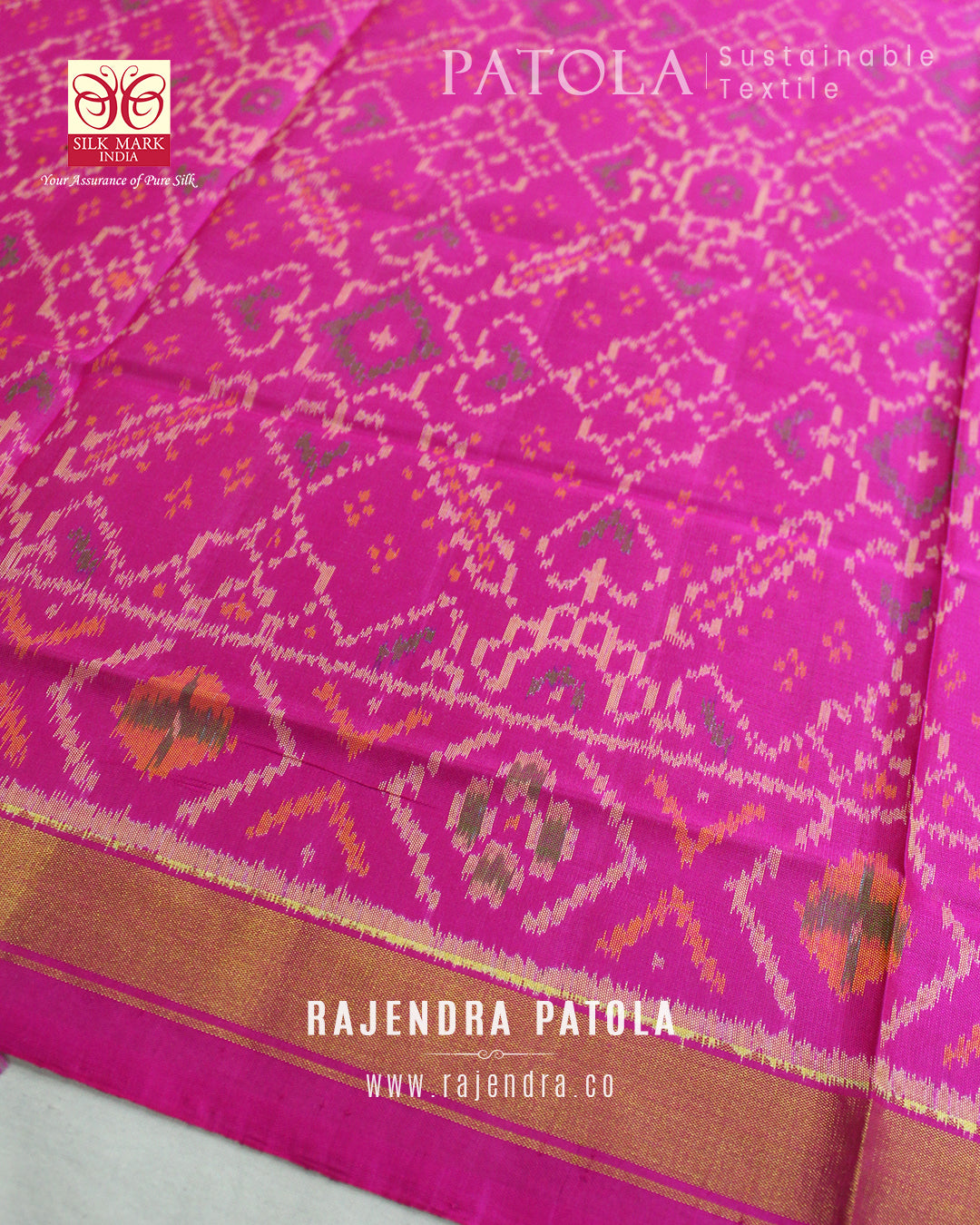 Traditional Manekchowk Bhat Single Ikat Rajkot Patola Dupatta