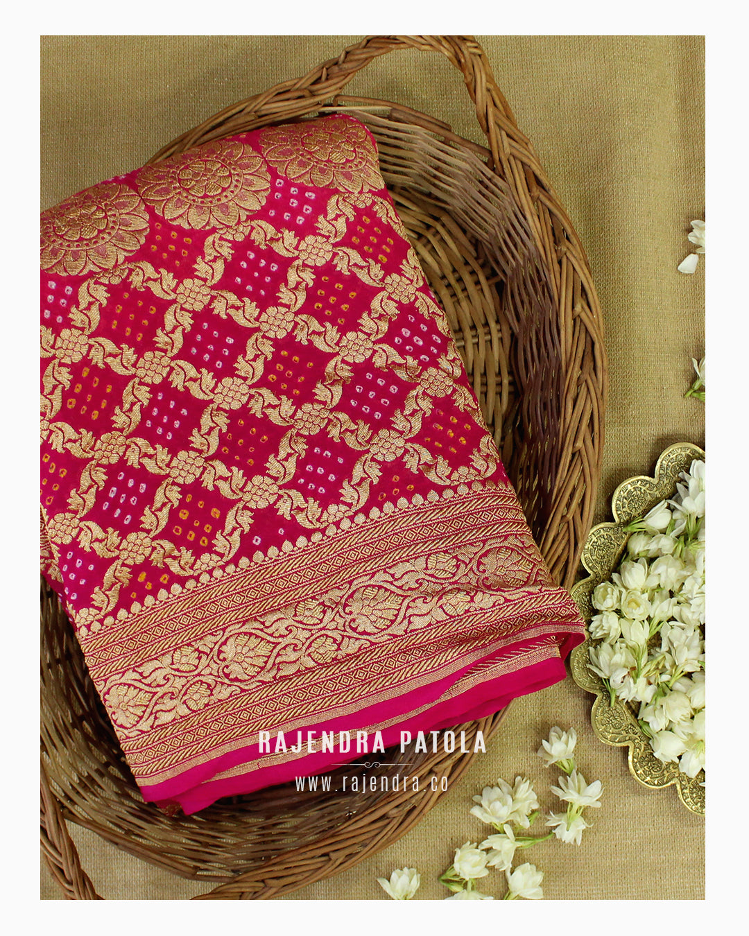 Pure Georgette Handloom Banarasi Bandhani Saree
