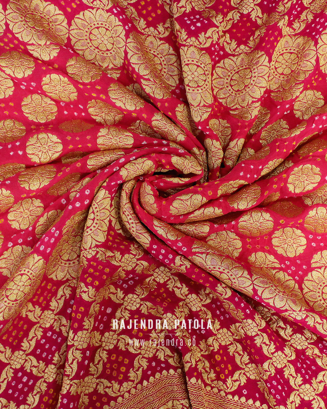 Pure Georgette Handloom Banarasi Bandhani Saree