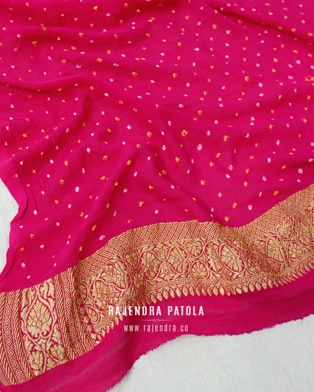 Pure Georgette Handloom Banarasi Bandhani Saree