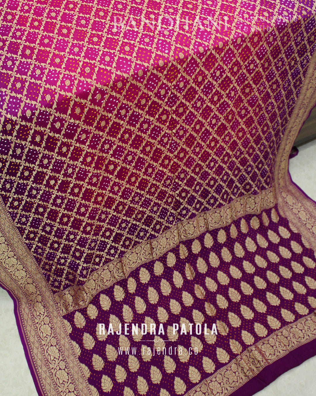Pure Georgette Handloom Banarasi Bandhani Saree