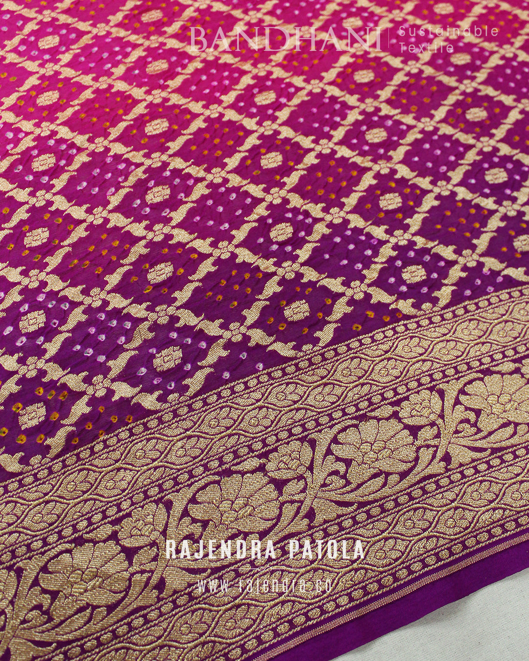 Pure Georgette Handloom Banarasi Bandhani Saree