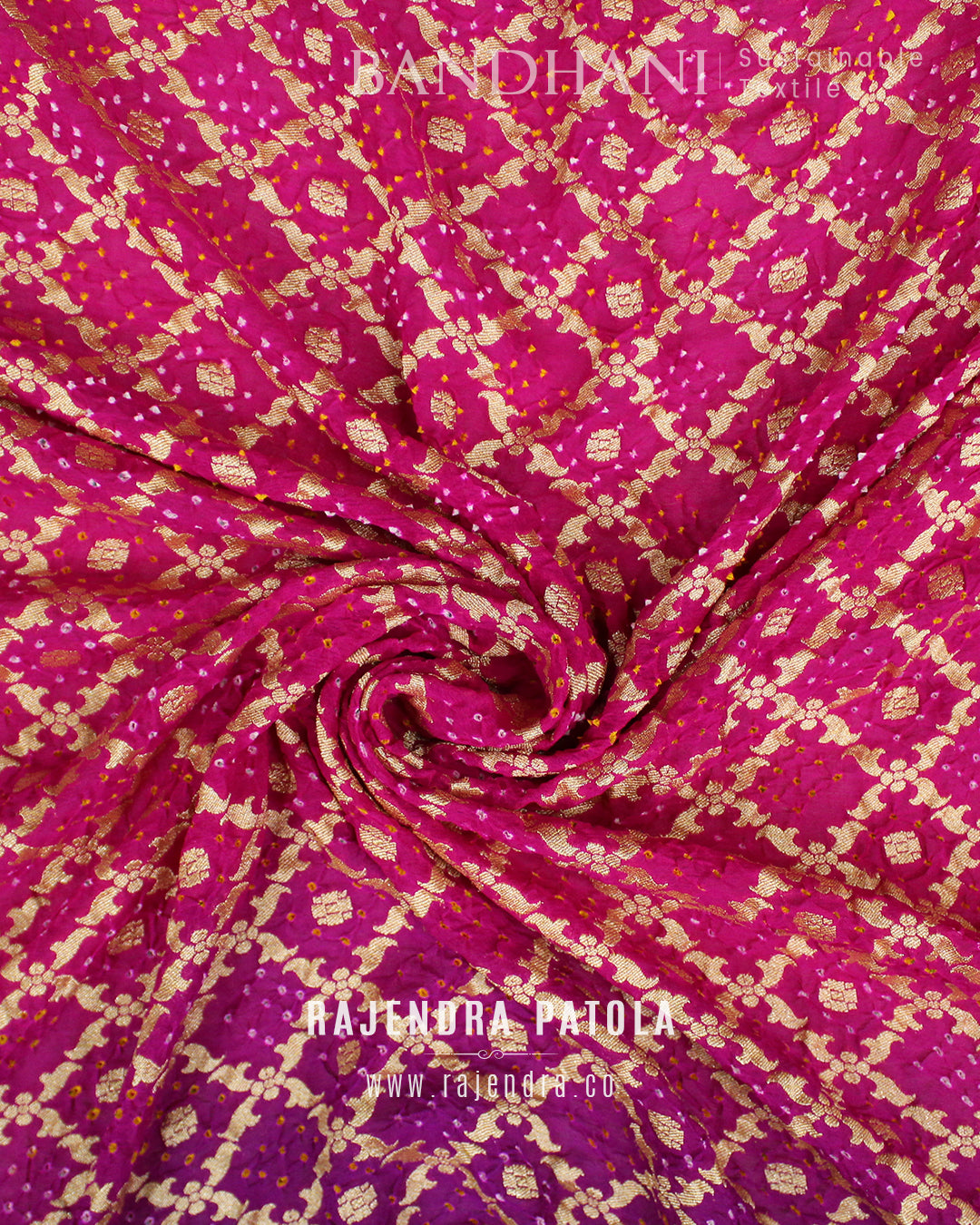 Pure Georgette Handloom Banarasi Bandhani Saree