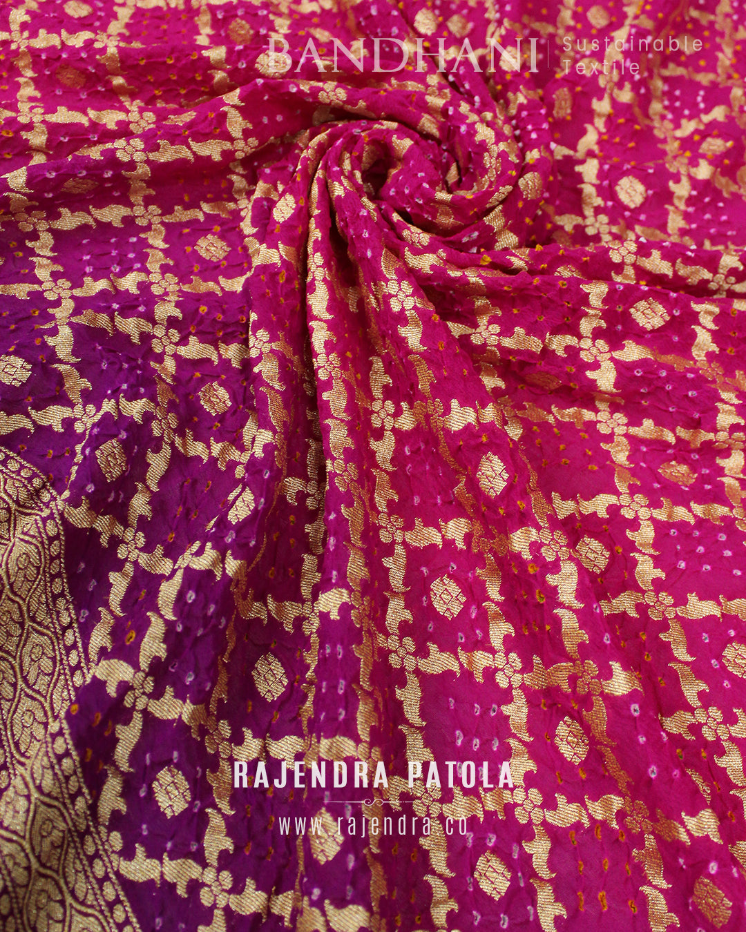 Pure Georgette Handloom Banarasi Bandhani Saree