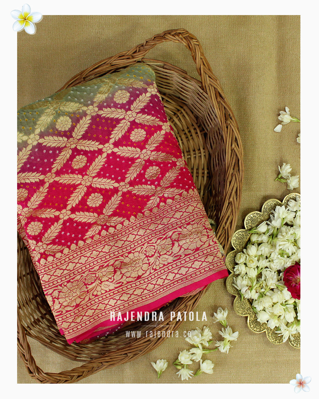 Pure Georgette Handloom Banarasi Bandhani Saree