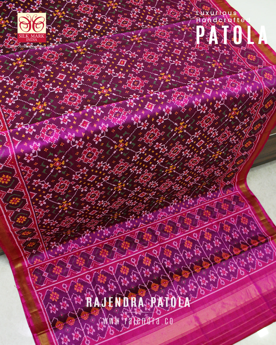 Traditional Navratna Design Semi Double Weave Rajkot Patola Saree