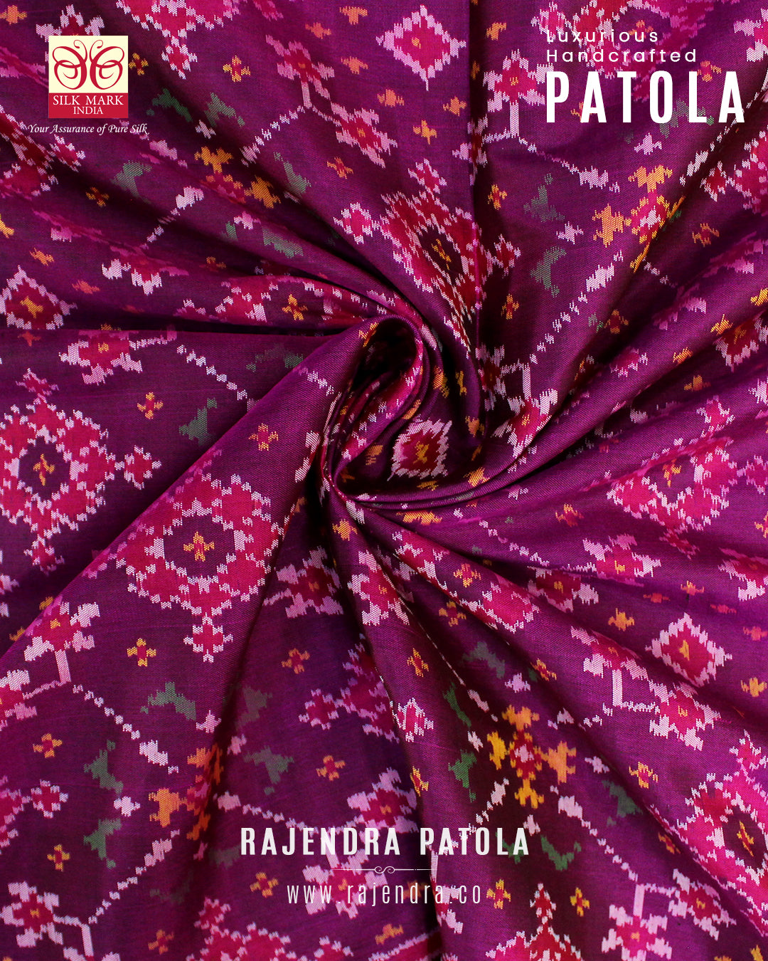 Traditional Navratna Design Semi Double Weave Rajkot Patola Saree