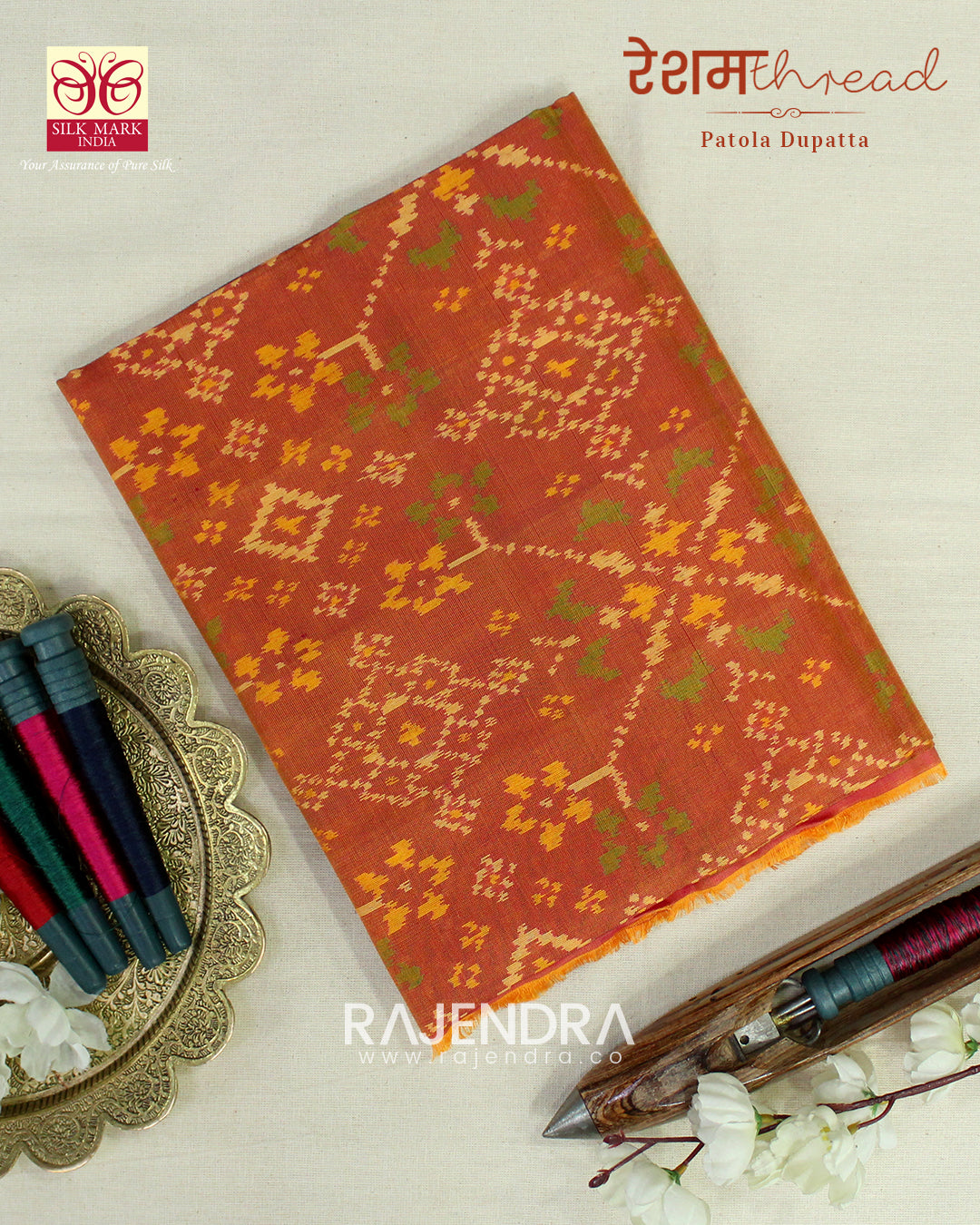 Traditional Navratna Orange Rajkot Patola Dupatta