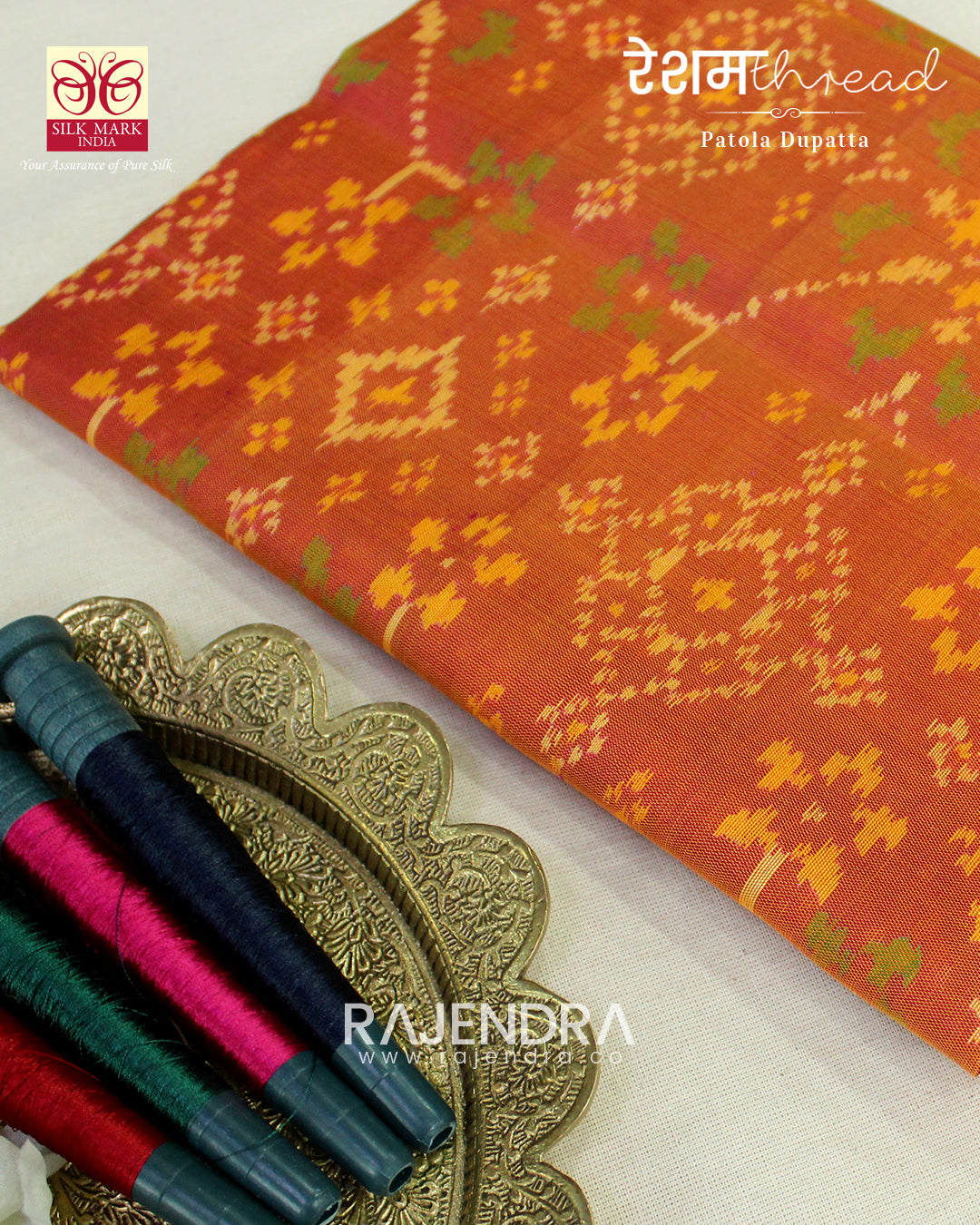 Traditional Navratna Orange Rajkot Patola Dupatta