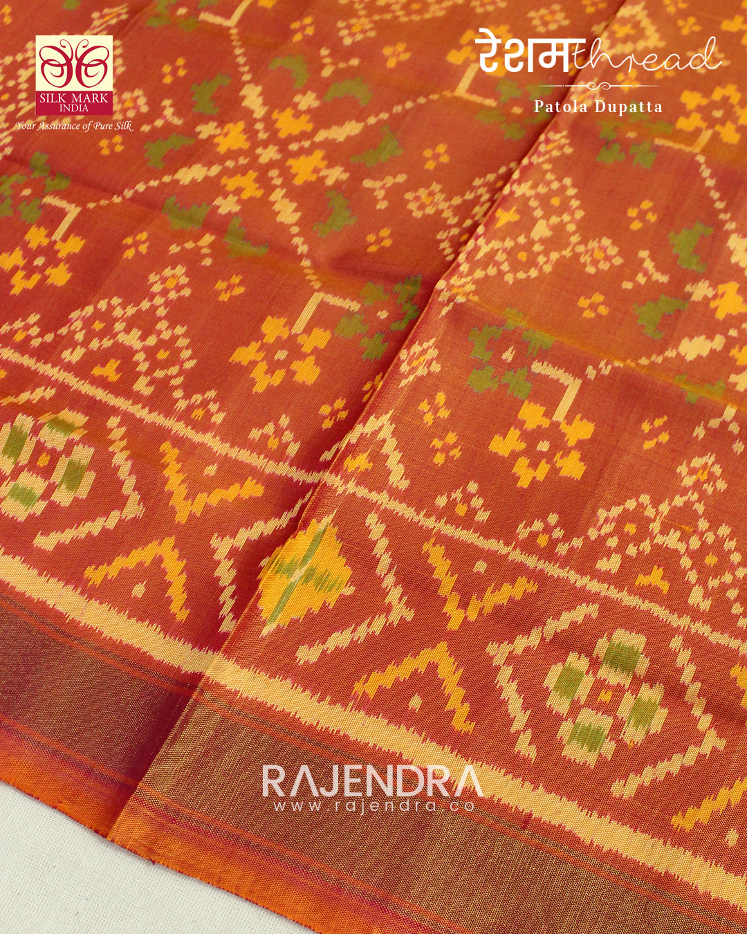 Traditional Navratna Orange Rajkot Patola Dupatta