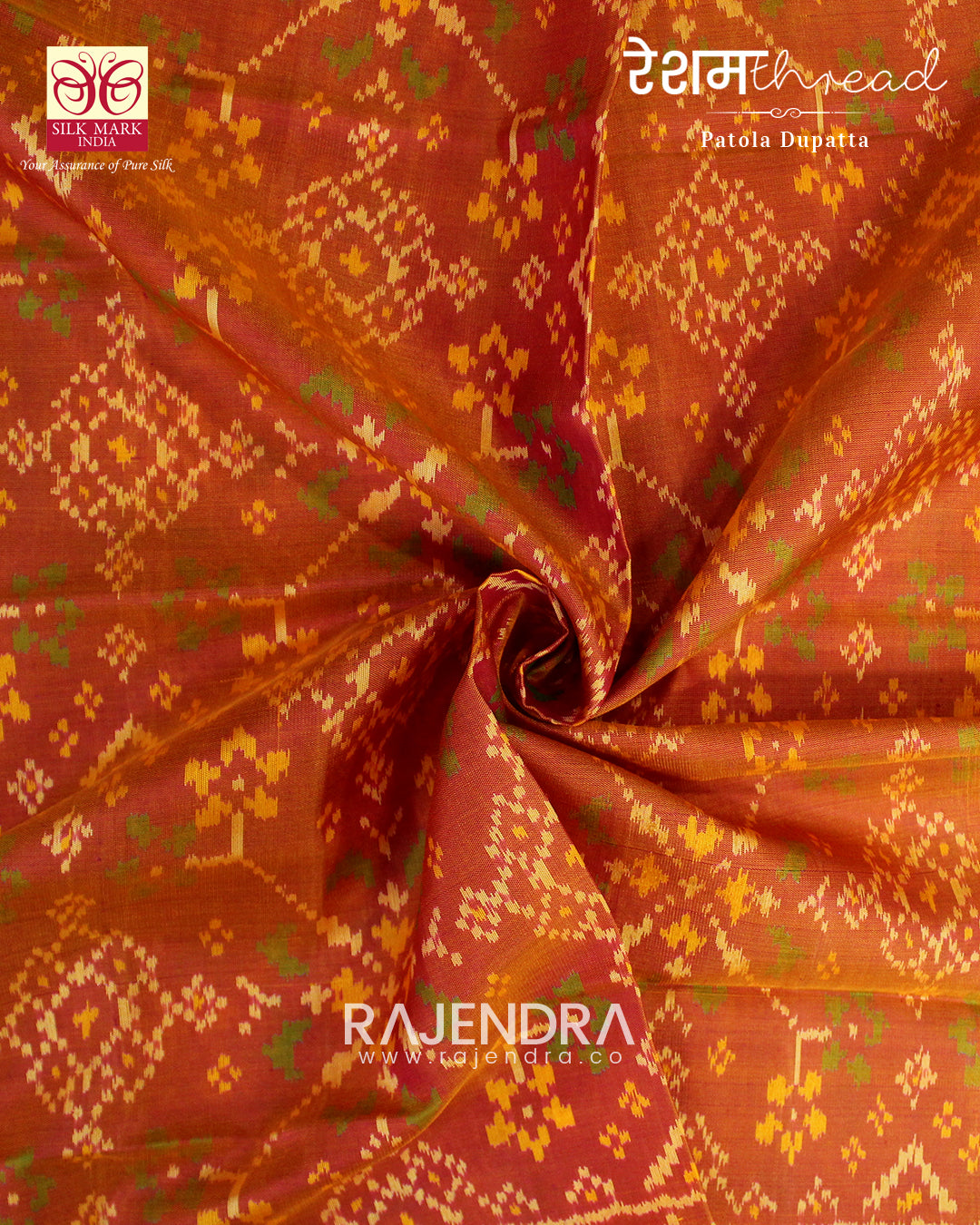 Traditional Navratna Orange Rajkot Patola Dupatta