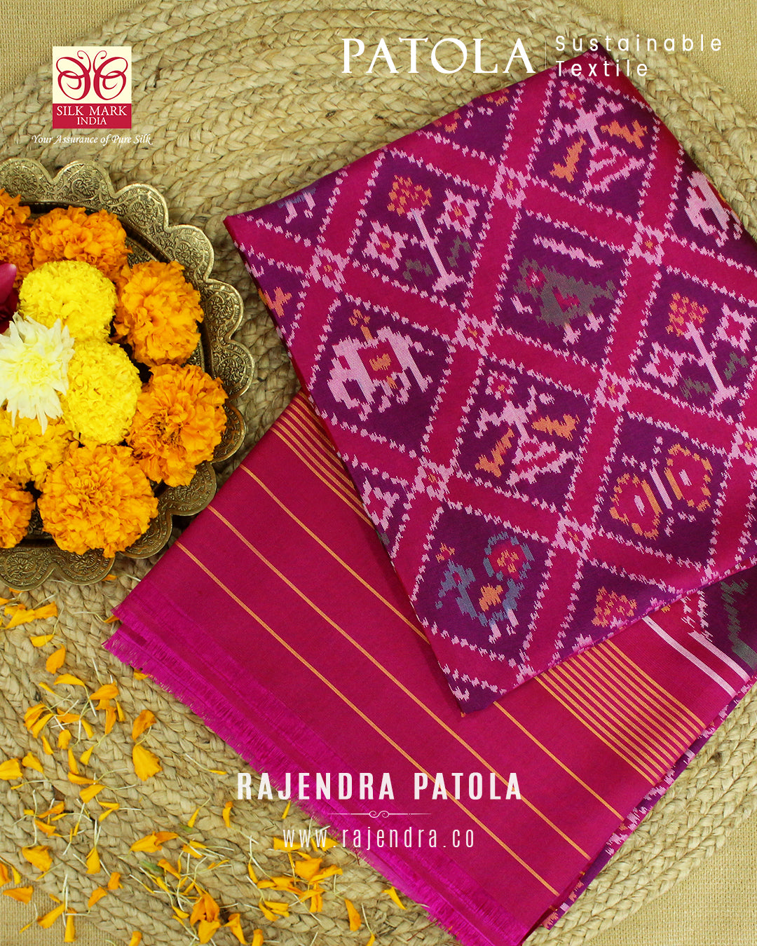 Traditional Hathi Popat Semi Double Weave Rajkot Patola Dupatta