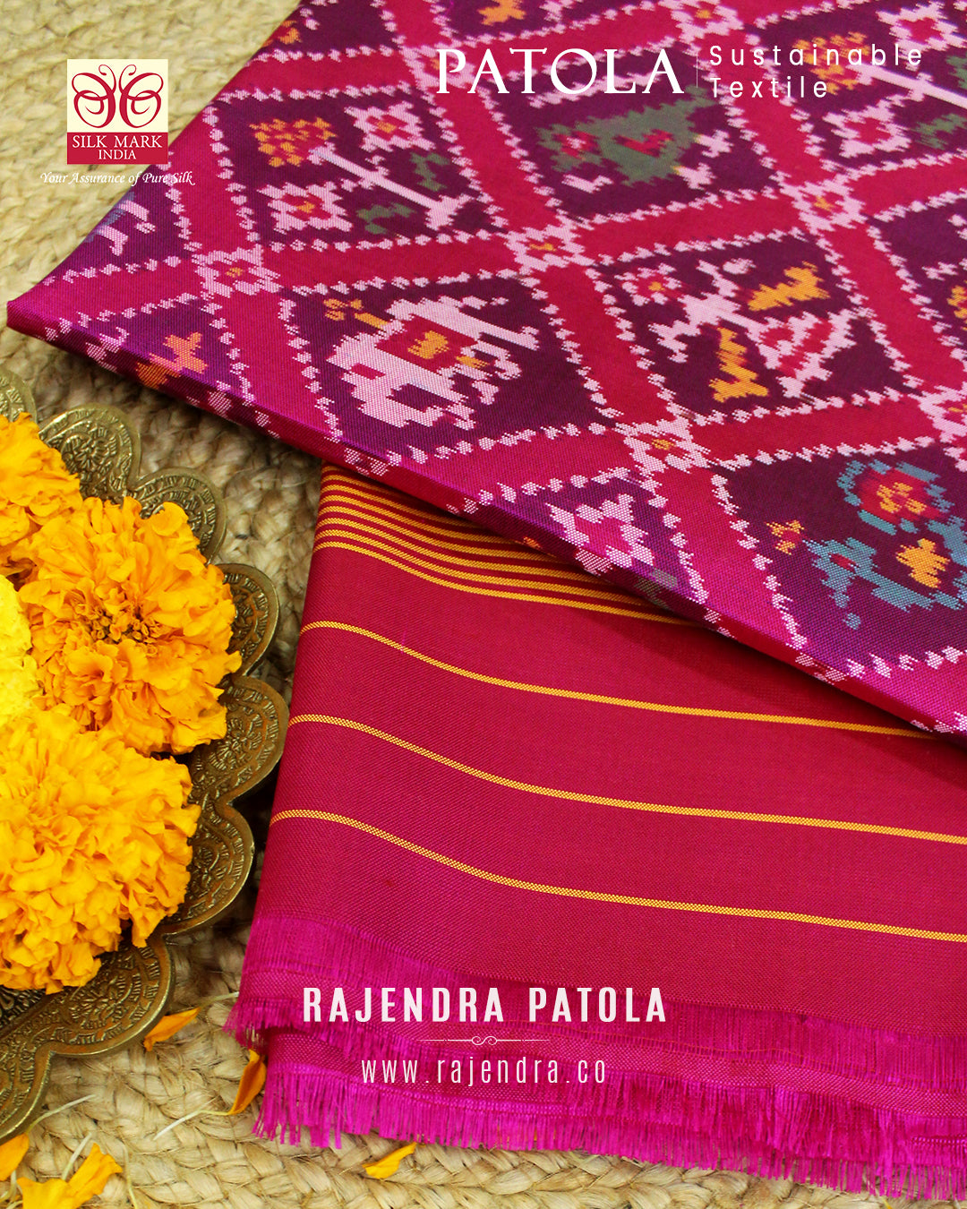 Traditional Hathi Popat Semi Double Weave Rajkot Patola Dupatta