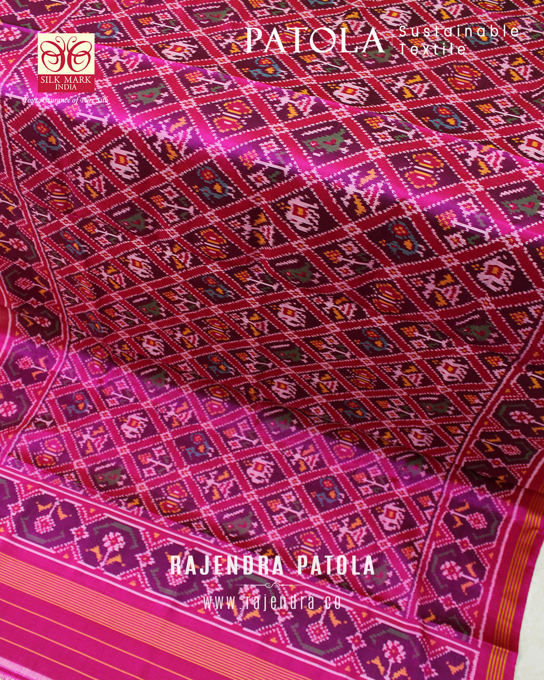 Traditional Hathi Popat Semi Double Weave Rajkot Patola Dupatta