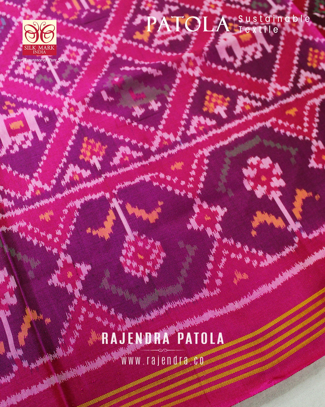Traditional Hathi Popat Semi Double Weave Rajkot Patola Dupatta