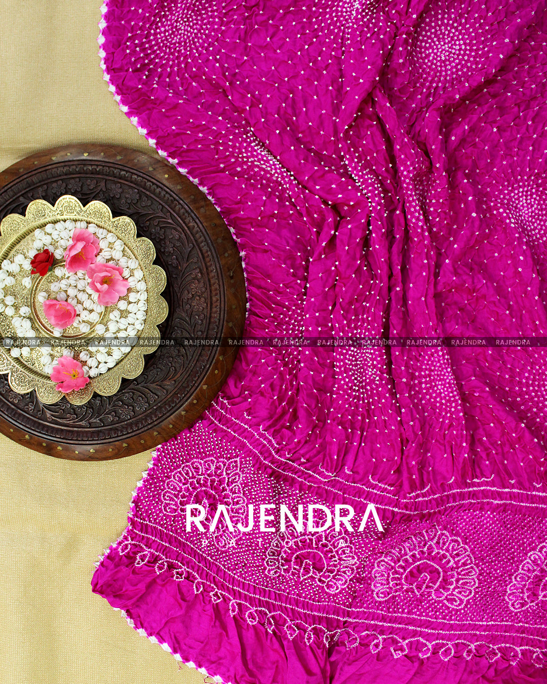 Peacock Palav Pure Gaji Silk Bandhani Dupatta