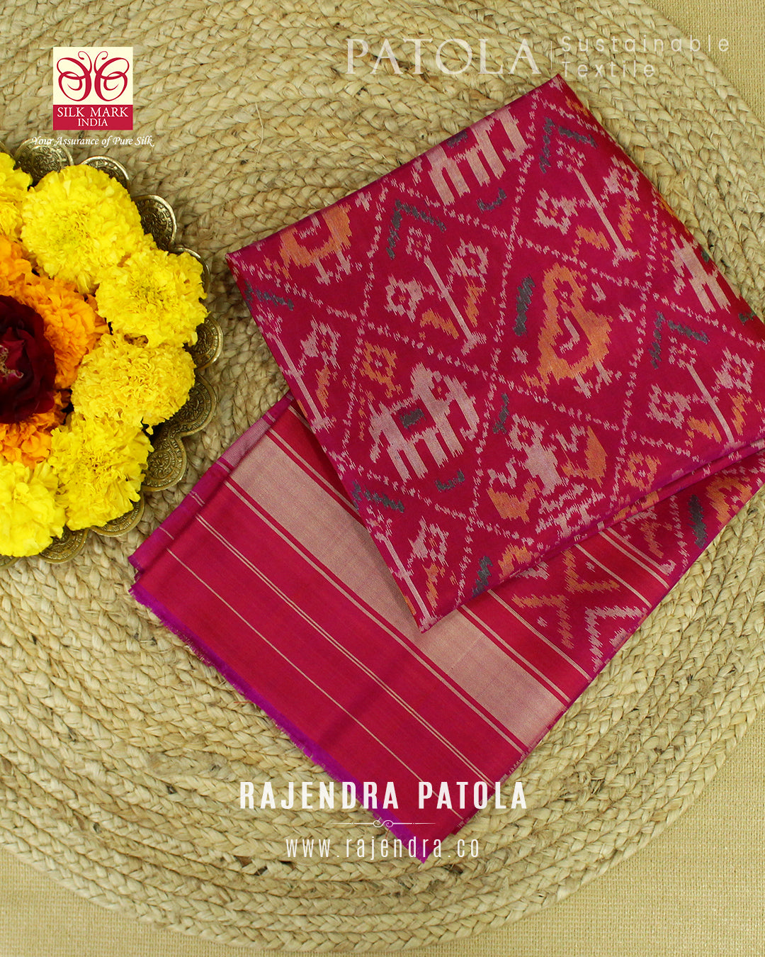 Traditional Hathi Popat Bhat Single Ikat Rajkot Patola Dupatta
