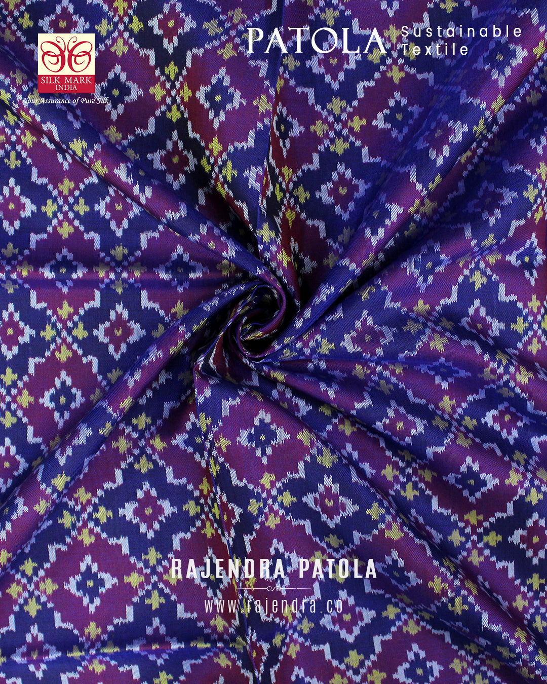 Traditional Red Blue Buttonful Semi Double Weave Rajkot Patola Dupatta