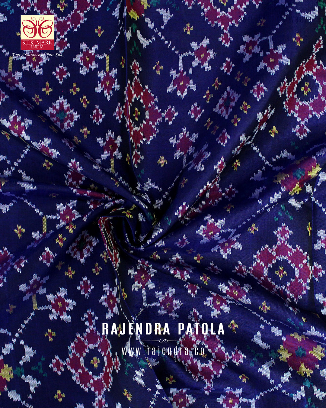 Navratna Design Red and Blue Semi Double Weave Rajkot Patola Dupatta