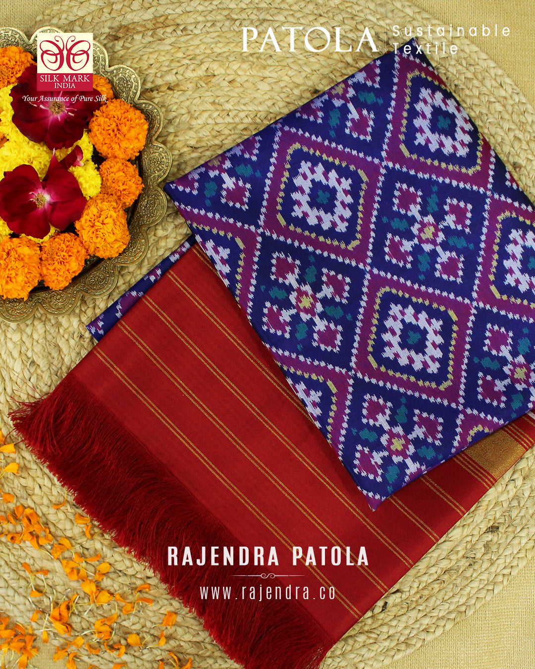 Traditional Panchanda Bhat Semi Double Weave Rajkot Patola Dupatta