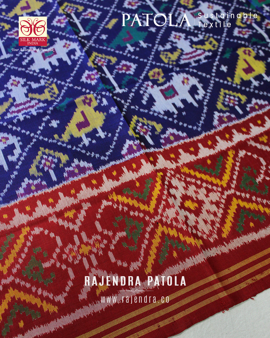 Traditional Hathi Popat Semi Double Weave Rajkot Patola Dupatta