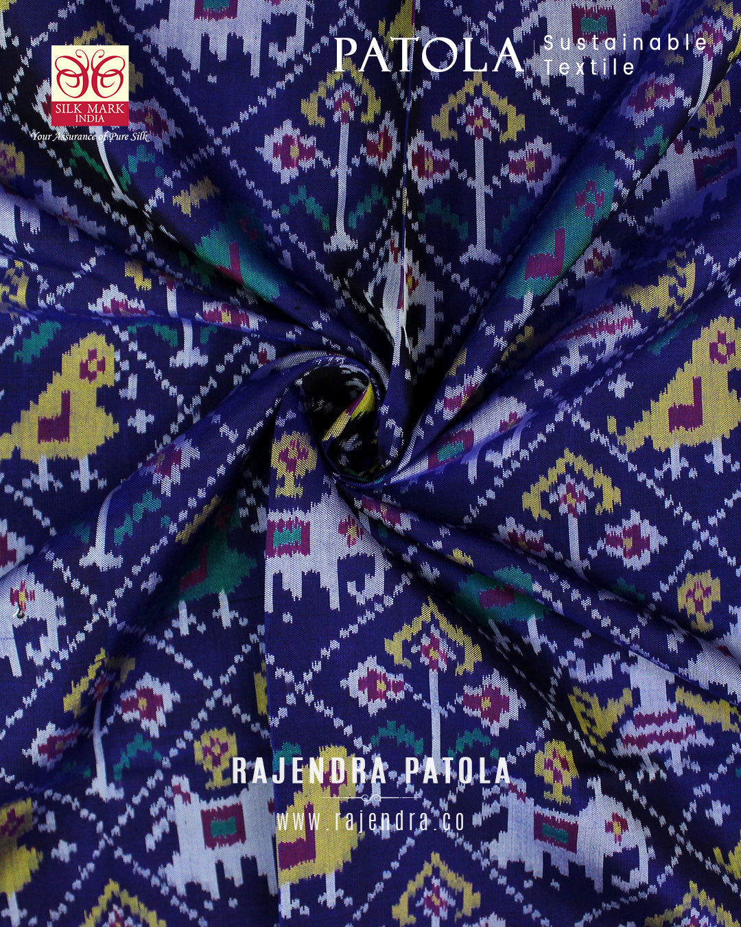 Traditional Hathi Popat Semi Double Weave Rajkot Patola Dupatta